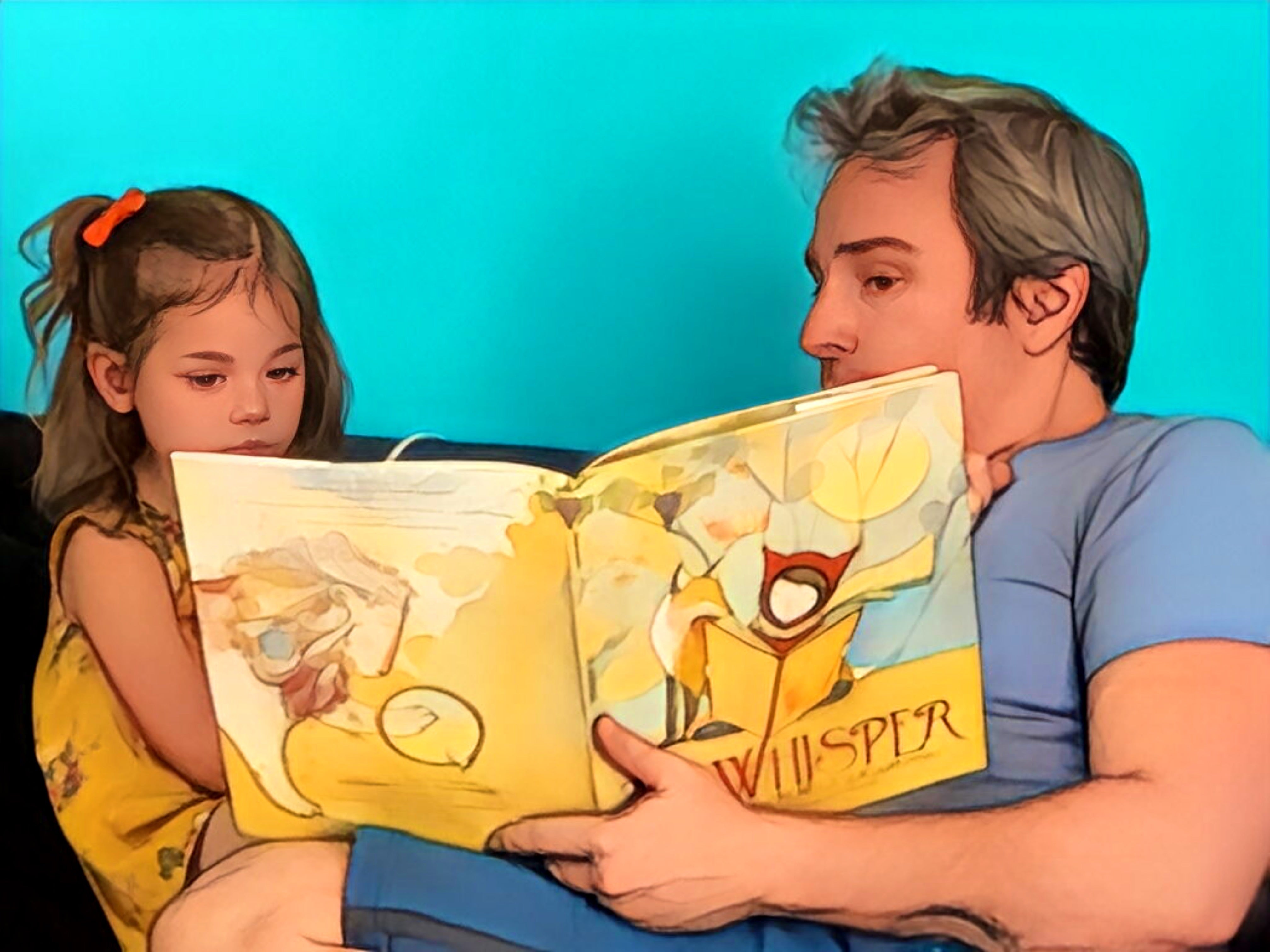 Zephyrus reads book The Whisper to his young niece