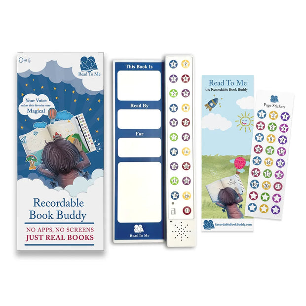 The Read To Me: Recordable Book Buddy with colorful stickers and recording panel, perfect for creating personalized audiob...