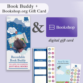Recordable Book Buddy with a Bookshop.org digital gift card, ideal for audiobooks and personalized reading experiences.